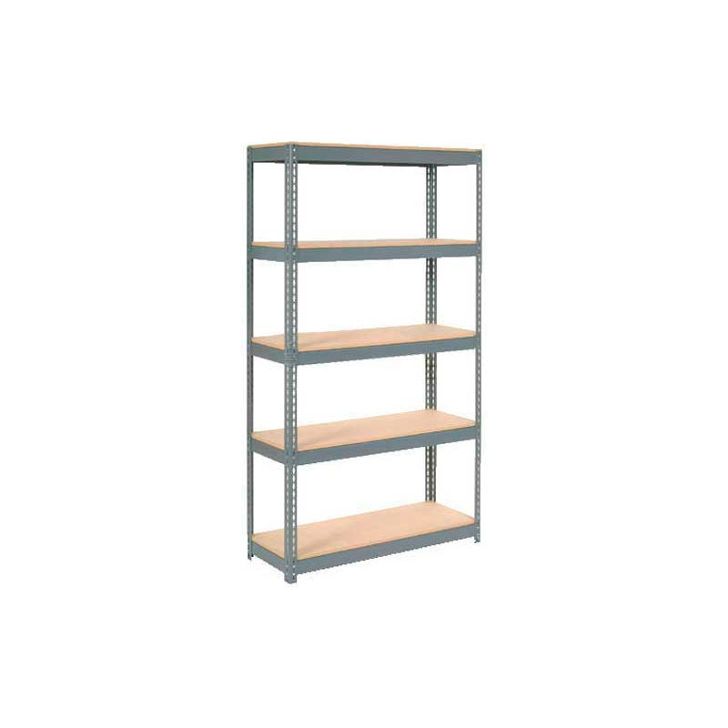 Global Industrial 5 Shelf Heavy Duty Boltless Shelving Starter 48"Wx24"Dx84"H, Wood Deck, USA (WBB2297324)