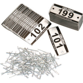 Global Industrial Locker Number Plate Kit, Numbered 101-299, 199/Pack (WB652717)