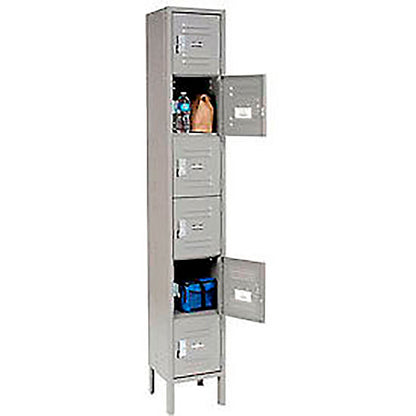 Global Industrial Capital 6-Tier 6 Door Box Locker, 12"W x 15"D x 78"H, Gray, Assembled (WB652971GY)