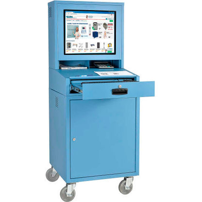 Global Industrial Mobile LCD Computer Cabinet, Blue, Unassembled (WB239115BL)