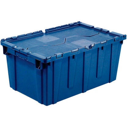 Global Industrial Plastic Attached Lid Shipping & Storage Tote, 21-7/8"x15-1/4"x12-7/8",Blue (WB257809BL)