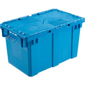 Global Industrial Plastic Attached Lid Shipping & Storage Container 22-3/8"Lx13"Wx13"H, Blue (WB257810BL)