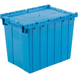 Global Industrial Plastic Attached Lid Shipping & Storage Container 21-7/8x15-1/4x17-1/4 Blue (WB257811BL)