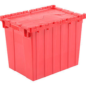 Global Industrial Plastic Attached Lid Shipping & Storage Container 21-7/8x15-1/4x17-1/4 Red (WB257811RD)