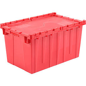 Global Industrial Plastic Attached Lid Shipping & Storage Container 25-1/4x16-1/4x13-3/4 Red (WB257812RD)