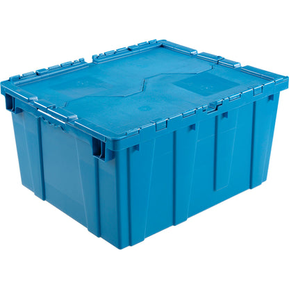 Global Industrial Plastic Attached Lid Shipping & Storage Container 23-3/4x19-1/4x12-1/2 Blue (WB257813BL)