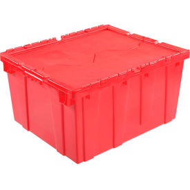 Global Industrial Plastic Attached Lid Shipping & Storage Container 23-3/4x19-1/4x12-1/2 Red (WB257813RD)
