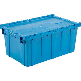 Global Industrial Plastic Attached Lid Shipping & Storage Container 27-3/16x16-5/8x12-1/2,Blue (WB257814BL)