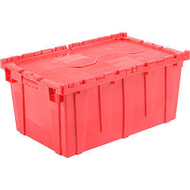 Global Industrial Plastic Attached Lid Shipping & Storage Tote, 27-3/16"x16-5/8"x12-1/2", Red (WB257814RD)
