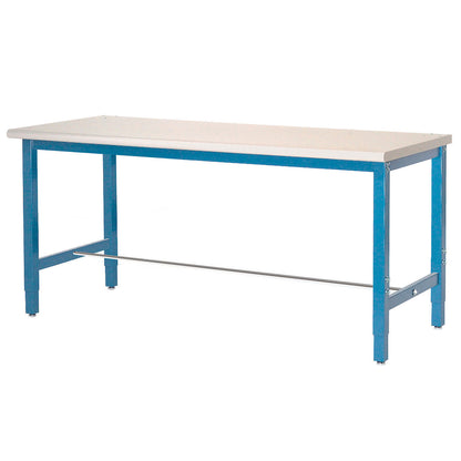 Global Industrial 72x36 Adjustable Height Workbench Square Tube Leg, Laminate Safety Edge Blue (WB607003BL)