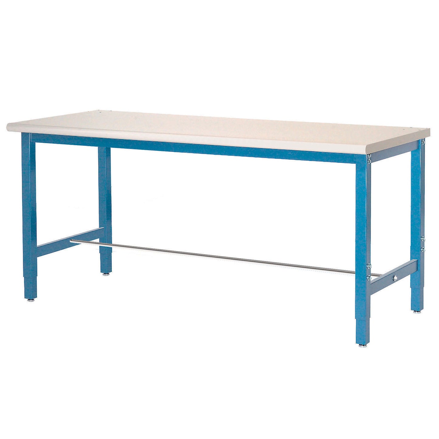 Global Industrial 72x30 Adjustable Height Workbench Square Tube Leg, Laminate Safety Edge Blue (WB607002BL)