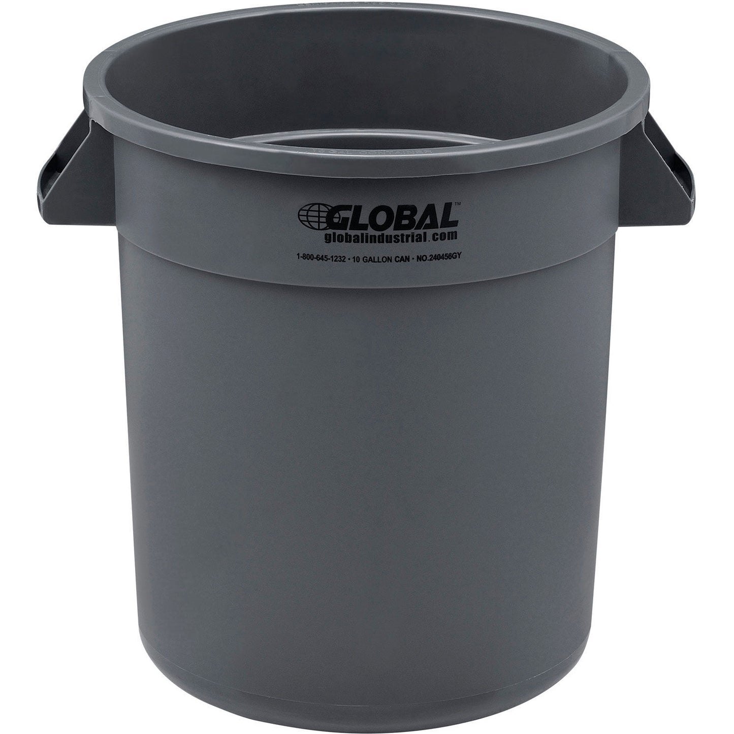 Global Industrial Plastic Trash Can, 10 Gallon, Gray (WB240456GY)