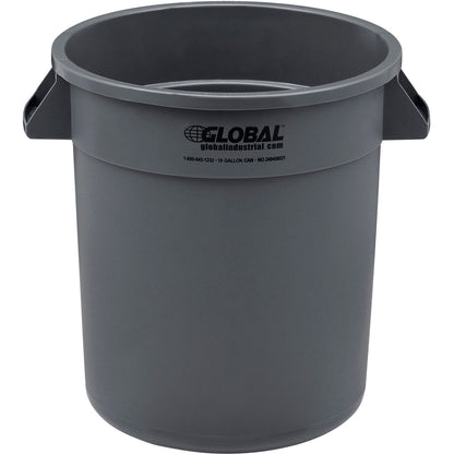 Global Industrial Plastic Trash Can, 10 Gallon, Gray (WB240456GY)
