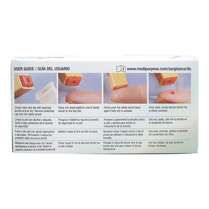 Surgilance® Safety Lancet 18 Gauge Retractable Push Button Activation Finger (445549_BX)