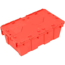 Global Industrial Plastic Attached Lid Shipping & Storage Container 19-5/8"Lx11-7/8"Wx7"H, Red (WB442218RD)