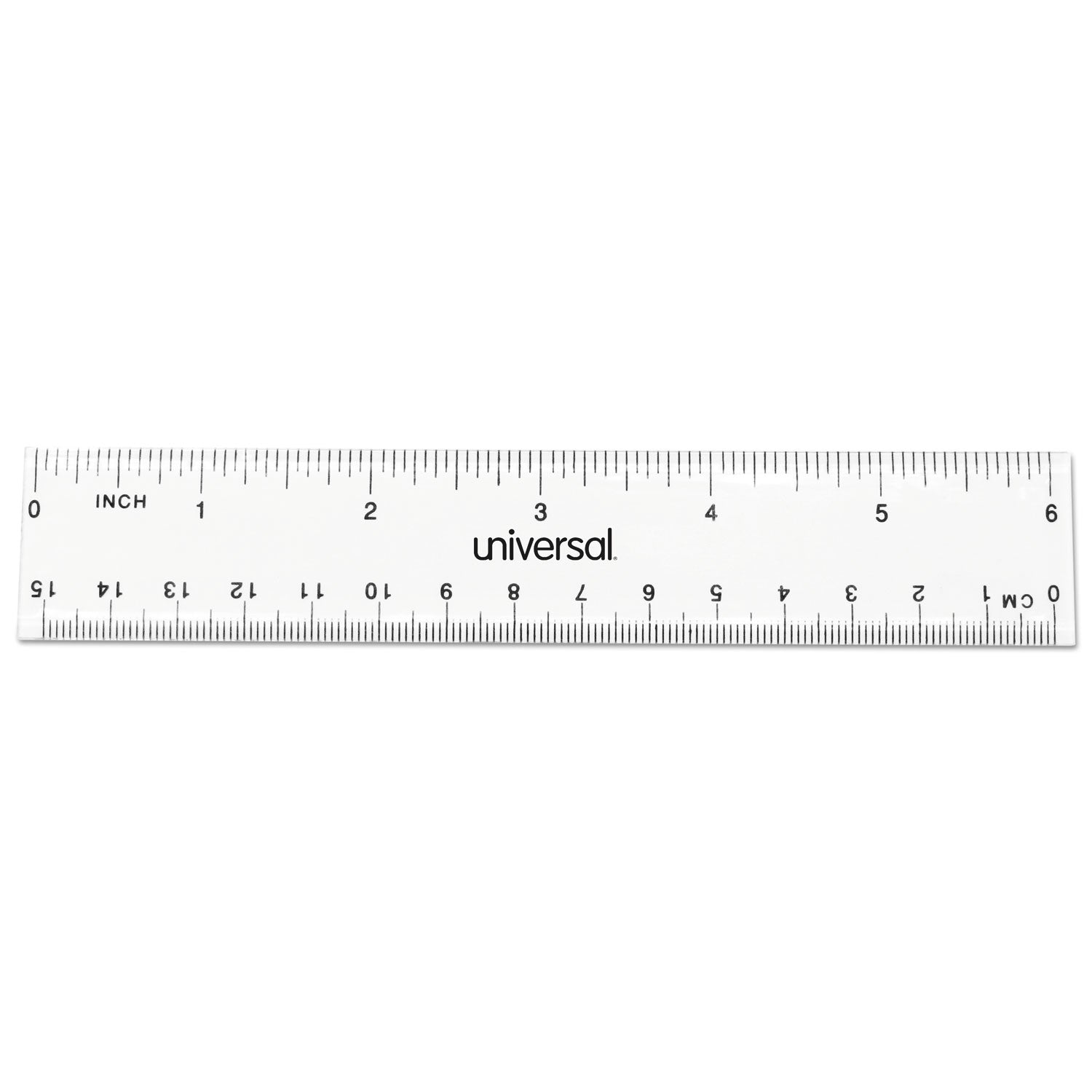 Universal® Clear Plastic Ruler, Standard/Metric, 6
