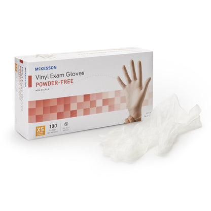 McKesson Exam Glove X-Small NonSterile Vinyl Standard Cuff Length Smooth Clear Not Rated (712735_CS)