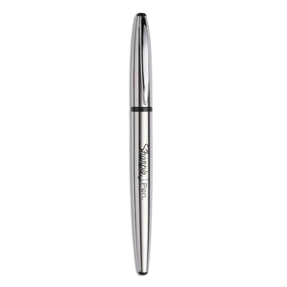 Sharpie® Stainless Steel Porous Point Pen, Stick, Fine 0.5 mm, Black Ink, Brushed Silver Barrel (SAN1800702)
