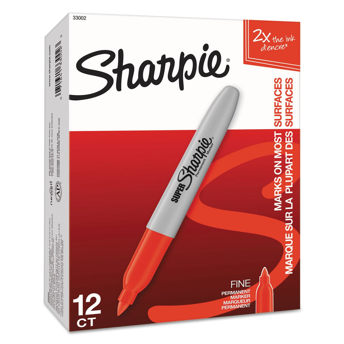 Medical Sharpie Sharpie® Super Permanent Marker, Fine Bullet Tip, Red, Dozen (SAN33002 ...