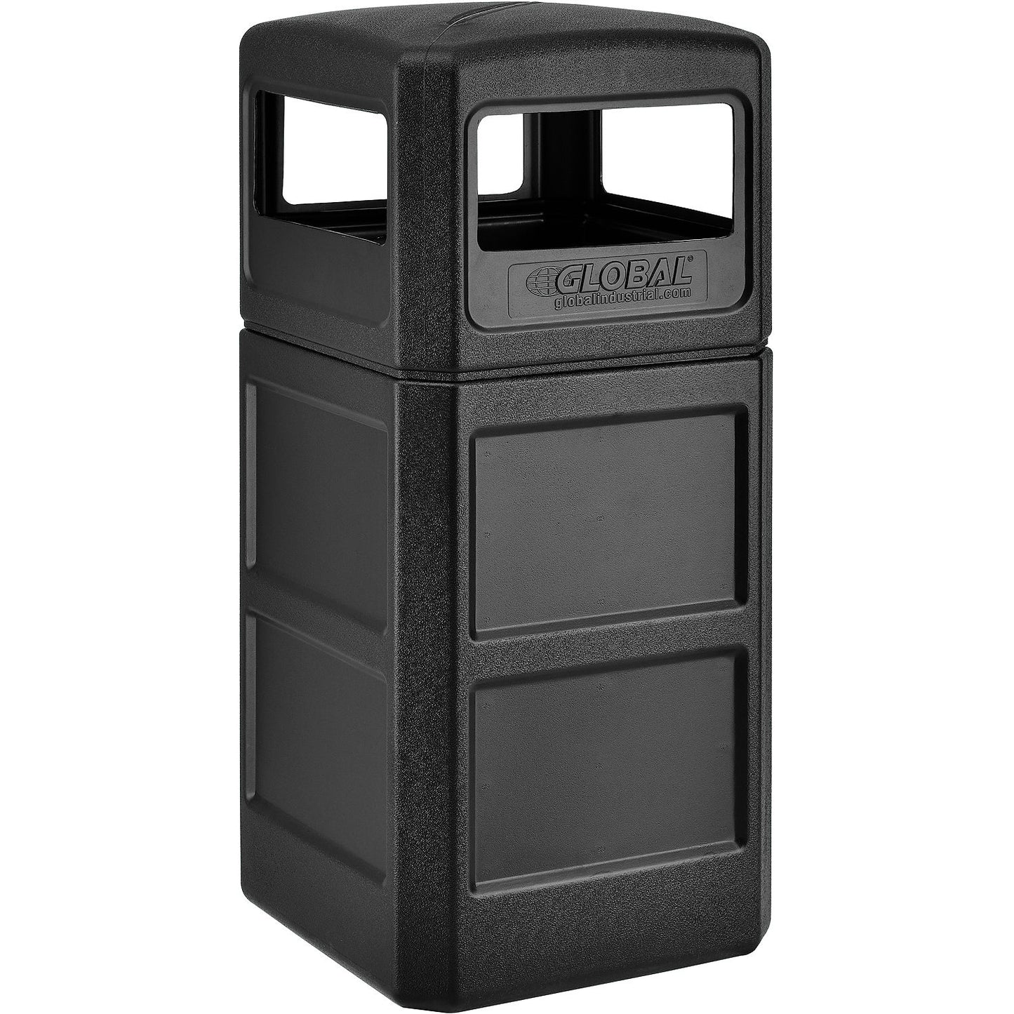 Global Industrial Square Plastic Waste Receptacle With Dome Lid, 42 Gallon, Black (WB641414BK)