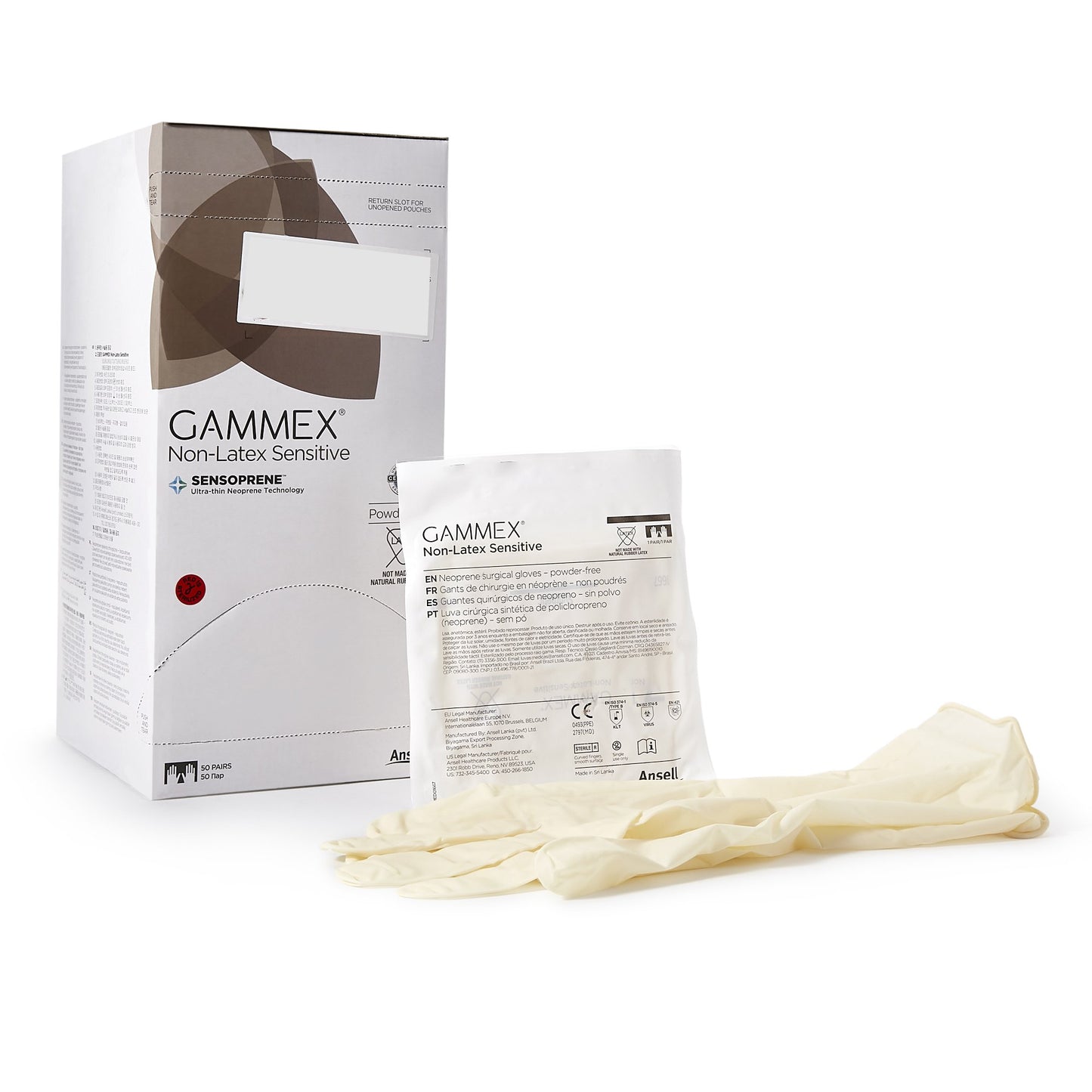 GAMMEX® Non-Latex Sensitive Surgical Glove Size 7 Sterile Polychloroprene Standard Cuff Length Micro-Textured Cream Chemo Tested (833674_BX)