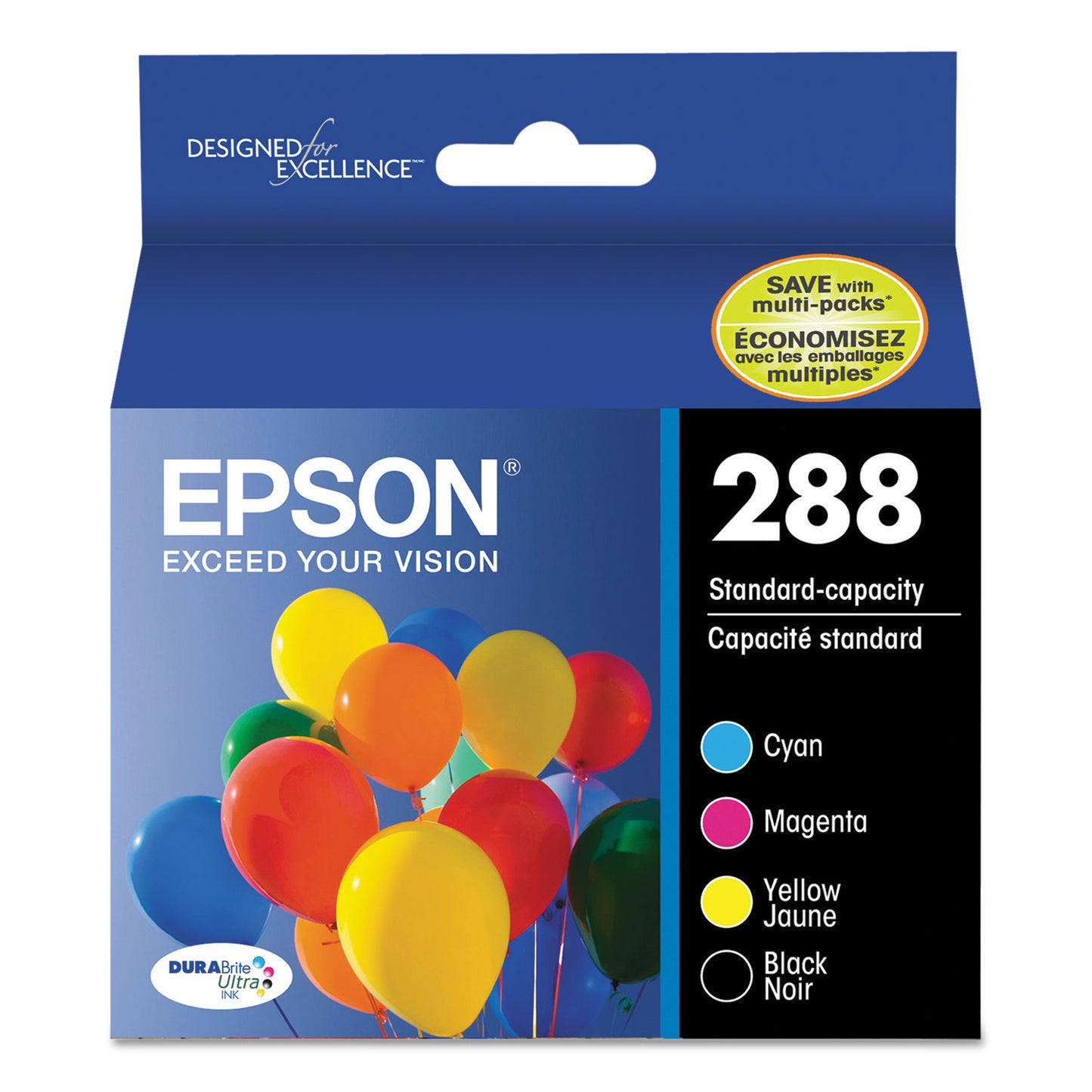 Epson® T288120-BCS DURABrite Ultra Ink, Black/Cyan/Magenta/Yellow (EPST288120BCS)