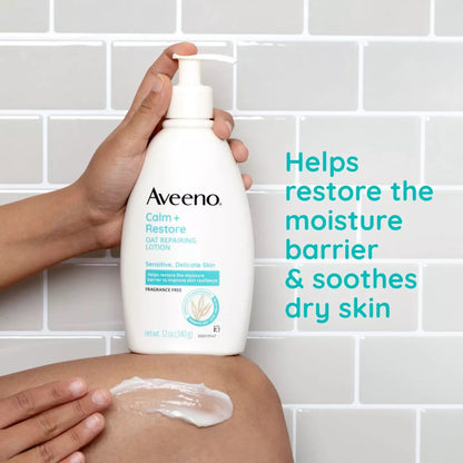 Aveeno® Calm + Restore Oat Replenishing Lotion Hand and Body Moisturizer 12 oz. Pump Bottle Unscented Lotion (1228814_EA)