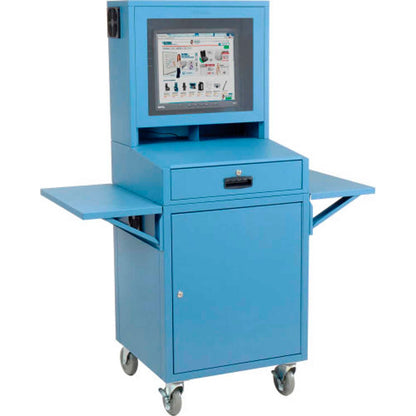 Global Industrial Mobile LCD Computer Cabinet, Complete Bundle, Blue (WB239115CBL)