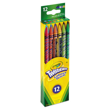 Crayola® Twistables Colored Pencils, 2 mm, 2B, Assorted Lead and Barrel Colors, Dozen (CYO687408)