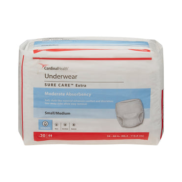 Sure Care™ Extra Unisex Adult Absorbent Underwear Pull On with Tear Away Seams Small / Medium Disposable Moderate Absorbency (814878_BG)