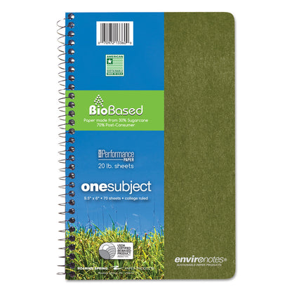 Roaring Spring® Environotes BioBased Notebook, 1-Subject, Medium/College Rule, Randomly Assorted Earthtone Cover Color, (70) 9.5 x 6 Sheets (ROA13360)