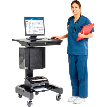Global Industrial Medical Computer Cart, 27"W x 24-1/2"D x 41"H, Black (WB309235BKA)