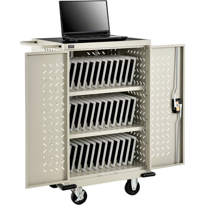 Global Industrial Mobile Storage & Charging Cart for 36 iPads & Tablets, Putty, Unassembled (WB987877)