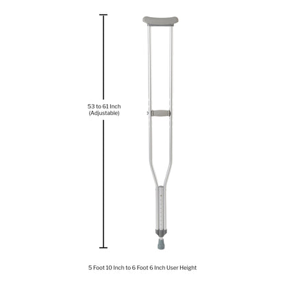 McKesson Underarm Crutches Tall Adult 5 Foot 10 Inch to 6 Foot 6 Inch User Height Aluminum Frame 350 lbs. Weight Capacity (1065231_PR)