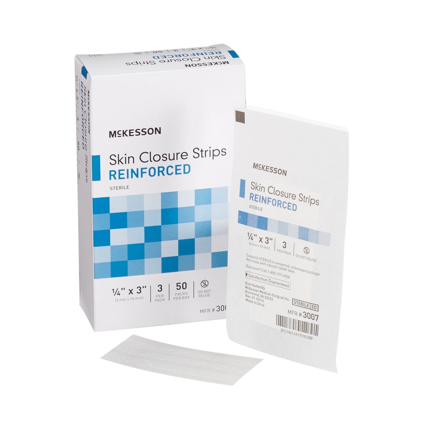 McKesson Skin Closure Strip 1/4 X 3 Inch Nonwoven Material Reinforced Strip White (876306_CS)