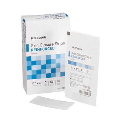 McKesson Skin Closure Strip 1/4 X 3 Inch Nonwoven Material Reinforced Strip White (876306_CS)