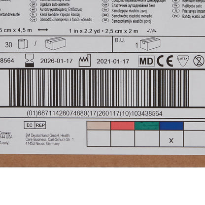 3M™ Coban™ Cohesive Bandage 1 Inch X 5 Yard Self-Adherent Closure Blue NonSterile Standard Compression (222000_CS)