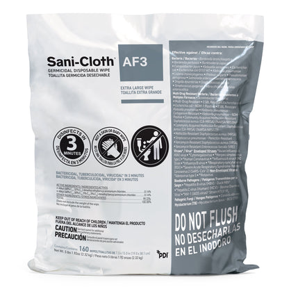 Sani-Cloth® AF3 Surface Disinfectant Cleaner Refill Premoistened Germicidal Manual Pull Wipe 160 Count Bag Mild Scent NonSterile (876339_CS)