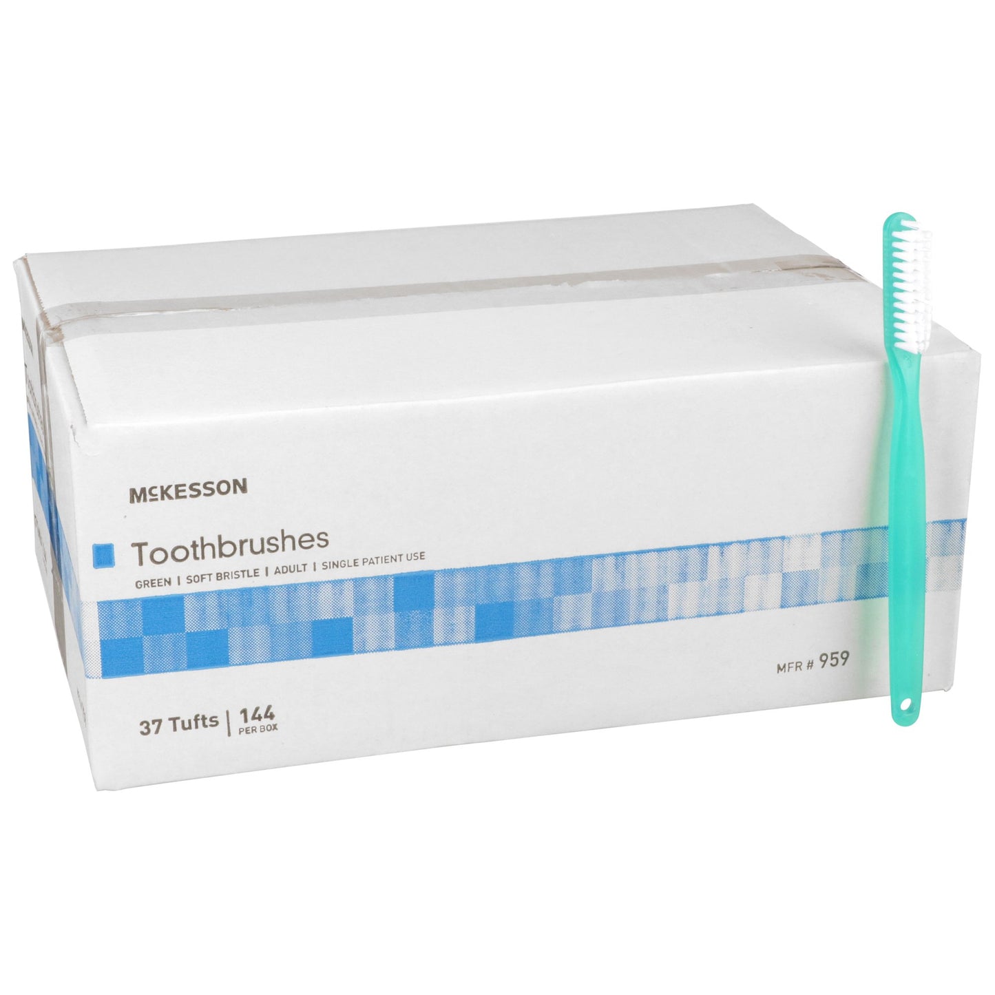 McKesson Toothbrush Green Adult Soft (888502_BX)