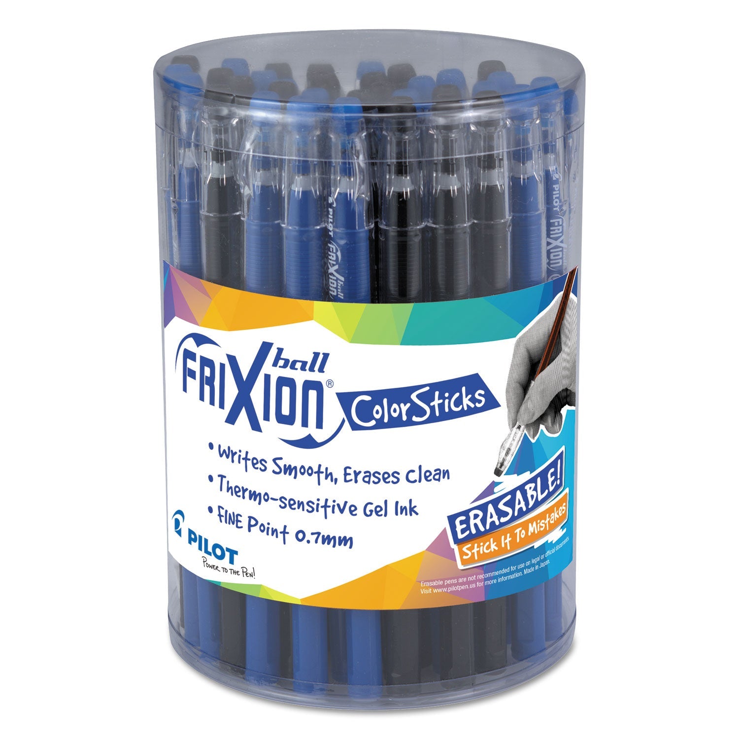 pilot-r-frixion-colorsticks-erasable-gel-pen-stick-fine-0-7-mm-assorted-ink-and-barrel-colors-36-pack-pil58002_1