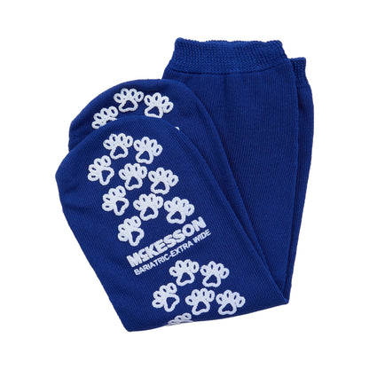 McKesson Terries™ Slipper Socks Unisex Adult Bariatric / X-Wide Double Tread Single Patient Use Royal Blue (558997_PR)
