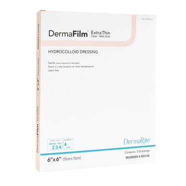 DermaFilm® Thin Hydrocolloid Dressing Film Backing 6 X 6 Inch Square Hydrocolloid / Film (861134_EA)