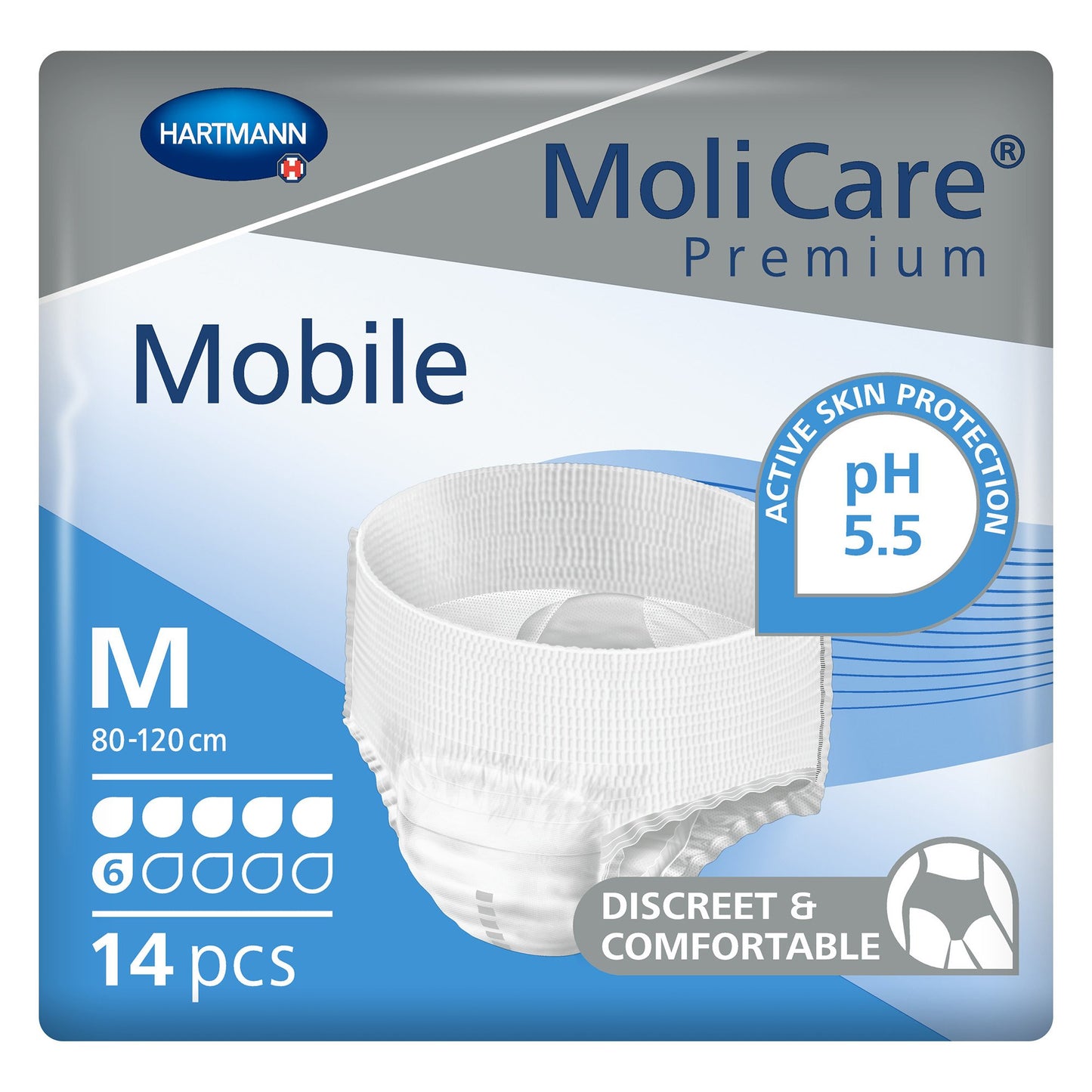 MoliCare® Premium Mobile 6D Unisex Adult Absorbent Underwear Pull On with Tear Away Seams Medium Disposable Moderate Absorbency (1113235_CS)