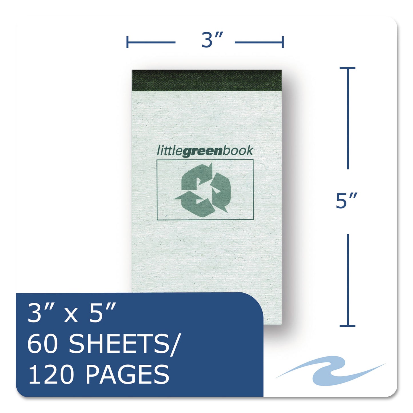 Roaring Spring® Environotes Little Green Notepad, Gray Cover, Wide/Legal Rule, (60) White 3 x 5 Sheets (ROA77355)