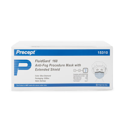 Precept® FluidGard® 160 Procedure Mask with Eye Shield Anti-fog Foam ASTM Level 3 Earloops One Size Fits Most (446811_CS)