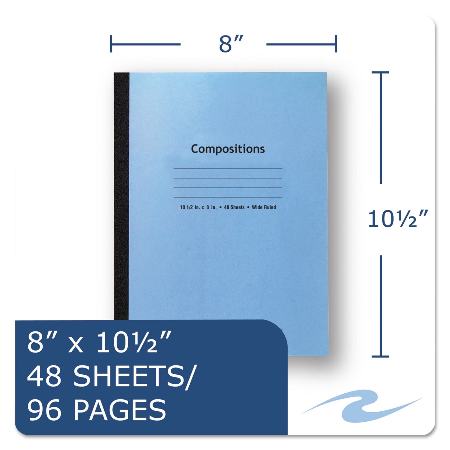 Roaring Spring® Stitched Cover Composition Book, Wide/Legal Rule, Blue Cover, (48) 10.5 x 8 Sheets (ROA77501)