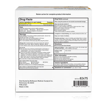 McKesson Brand Cold and Sinus Relief 500 mg - 5 mg Strength Tablet 2 per Pack (1111742_BX)