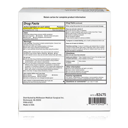 McKesson Brand Cold and Sinus Relief 500 mg - 5 mg Strength Tablet 2 per Pack (1111742_BX)