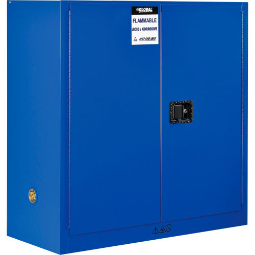 Global Industrial 30 Gallon Acid Corrosive Cabinet, Manual Close, 2 Door, 43"W x 18"D x 44"H (WB316066)