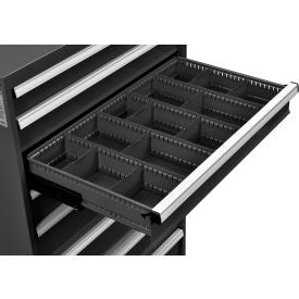 Global Industrial Divider Kit for 5"H Drawer of Modular Drawer Cabinet 36"W x 24"D, Black (WB316072)